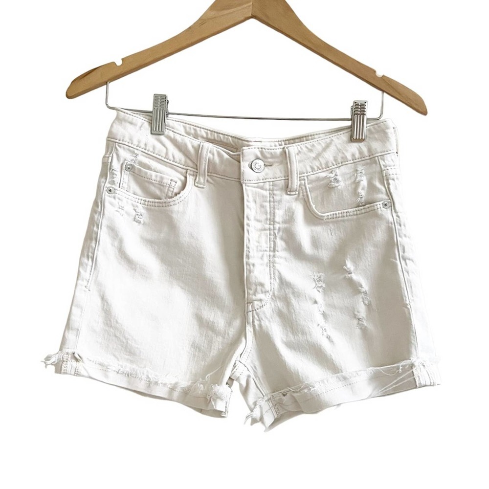 Pilcro High Waisted Button Fly Jean Shorts Cream Size 27